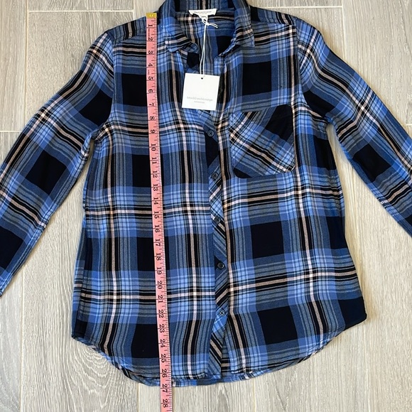 NWT Beach Lunch Lounge Sally Brushed Flannel Blue Shirt Size XS - Picture 10 of 10